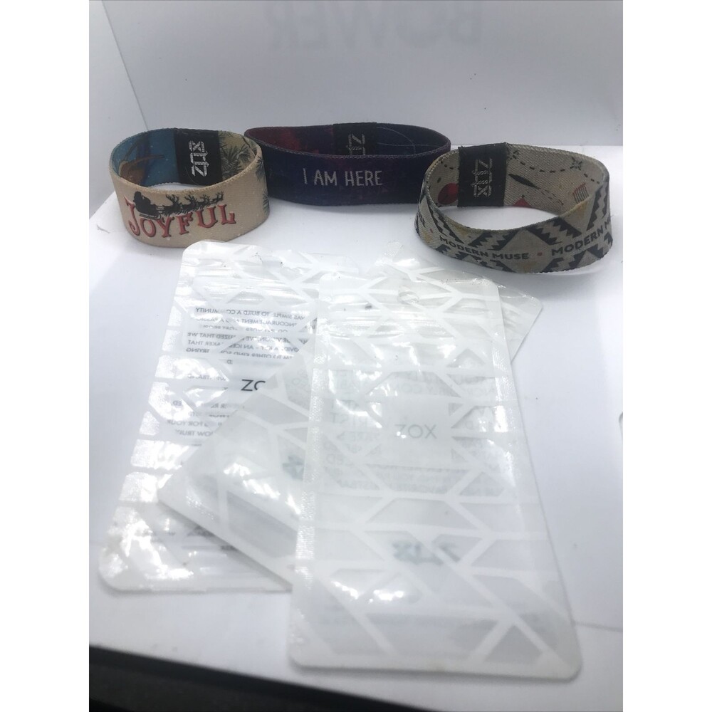 Zox Wristband Medium Lot Of 3 Used Joyful I Am Here Modern Muse Free Shipping